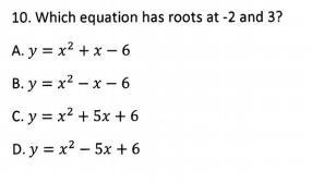 Which equation has roots at the end of -2 and 3-example-1