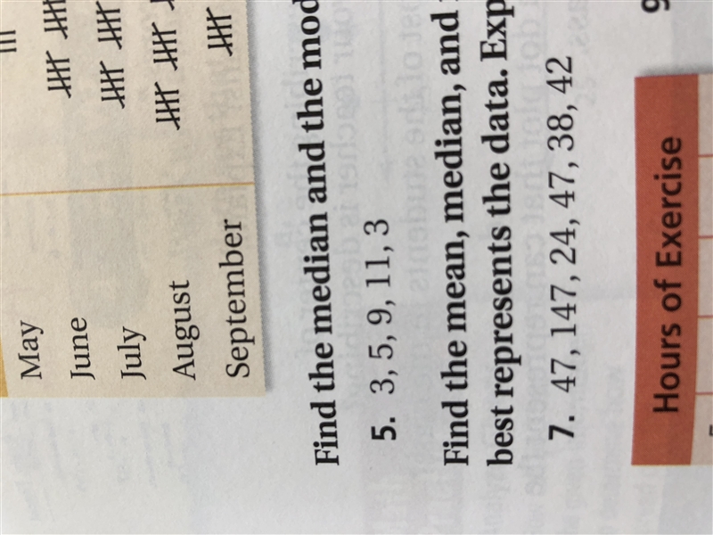 I need help finding the median and the mode for number 5-example-1