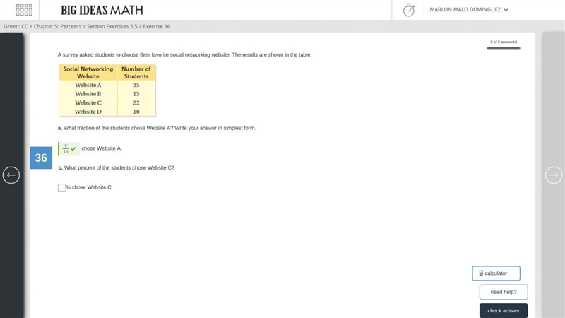 A survey asked students to choose their favorite social networking website. The results-example-1