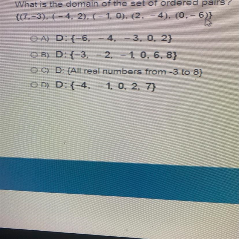 What is the domain of the set of ordered pairs?-example-1