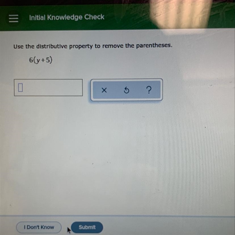 6(y+5) distributive property-example-1