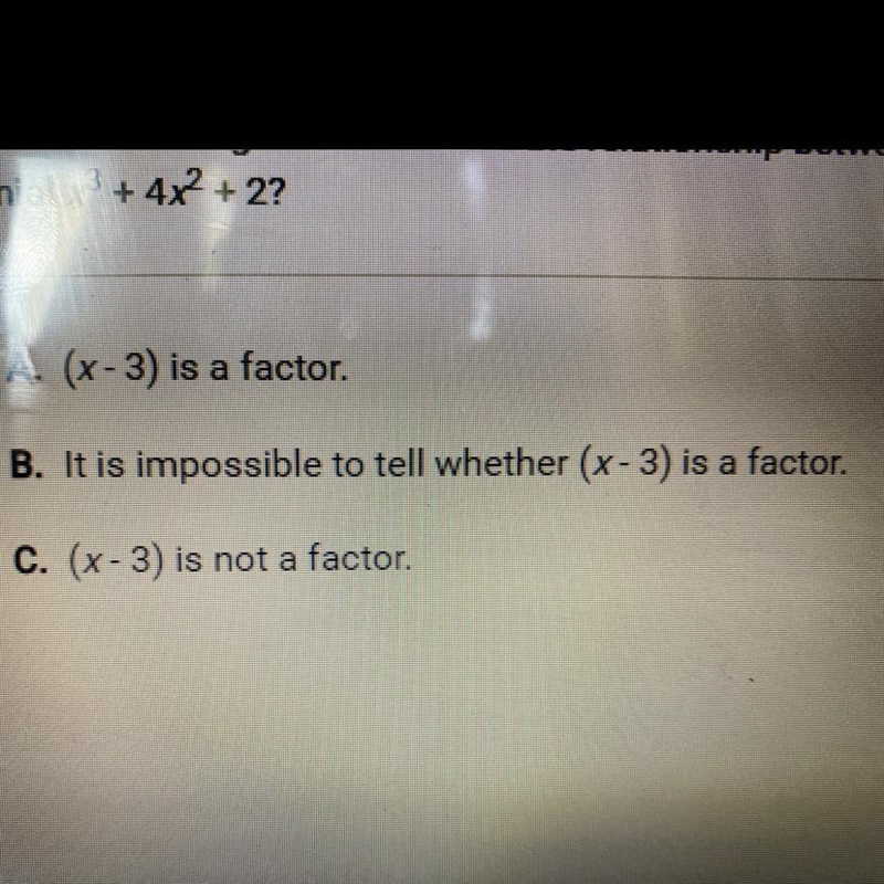 Which of the following best describes the relationship between (x-3) and the polynomial-example-1