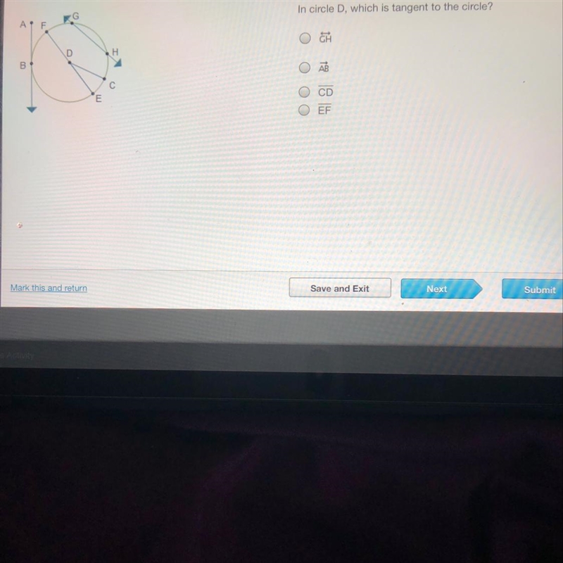 In circle D which is the tangent to the circle-example-1