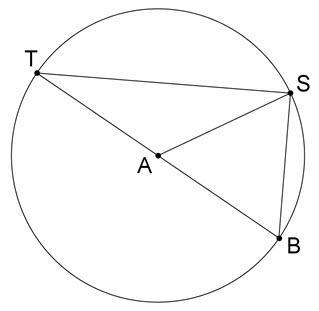 15. Identify the diameter of circle A. Possible Answers: __ A: AB __ B: AS __ C: BT-example-1