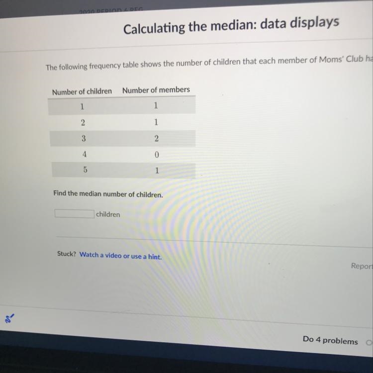 Find the median for the frequency table above-example-1