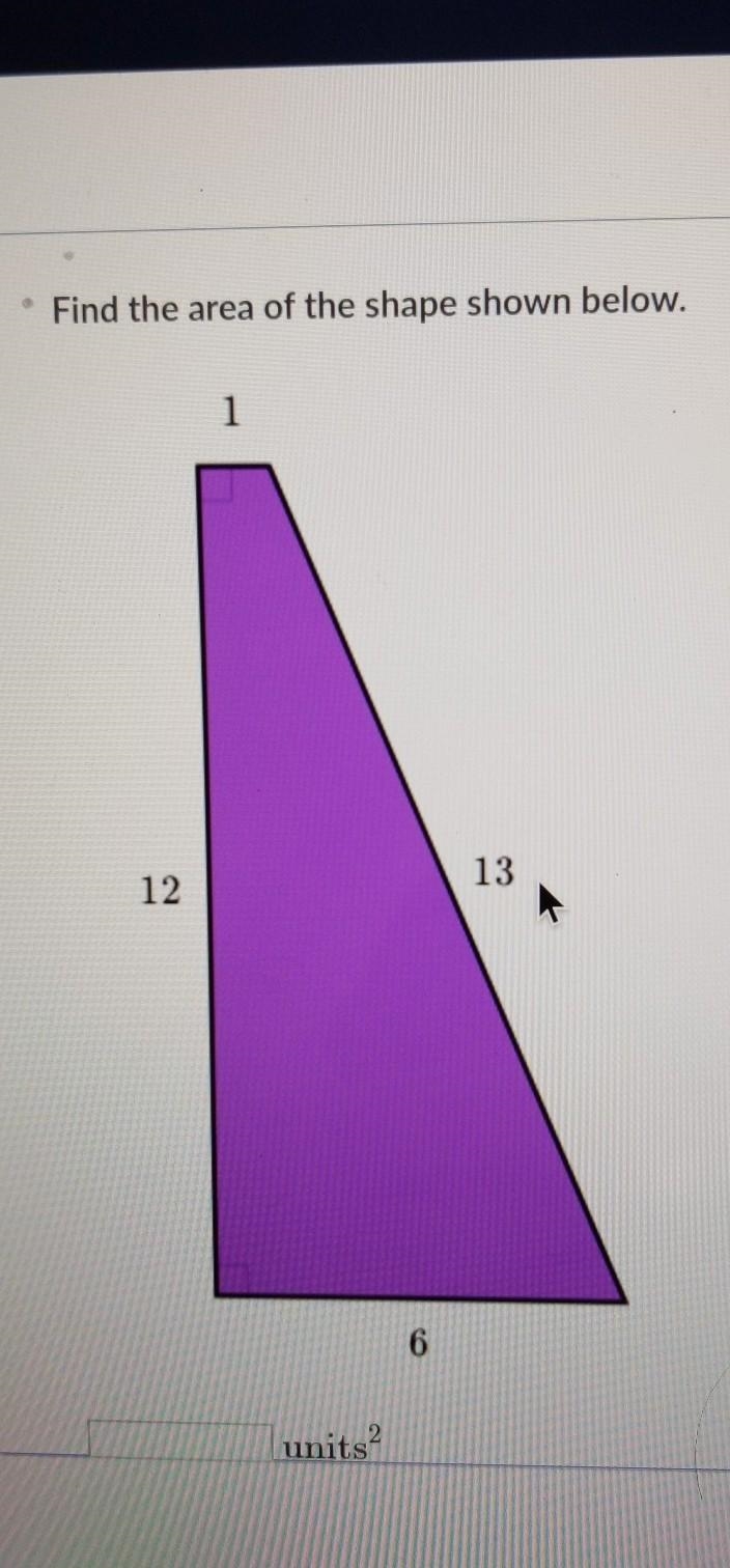 • Find the area of the shape shown below. ​-example-1