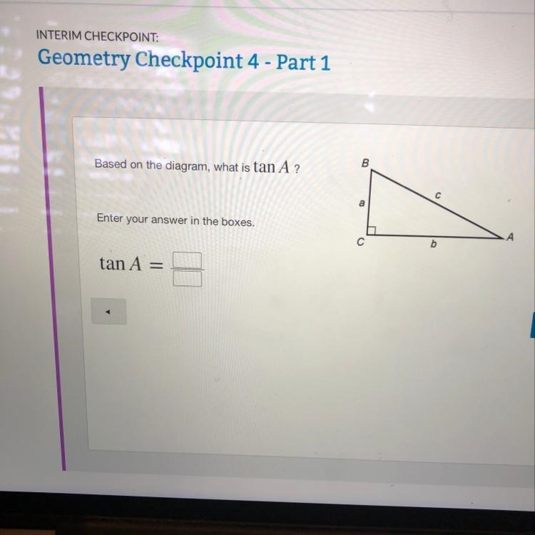 Based on this diagram, what is tan A?-example-1