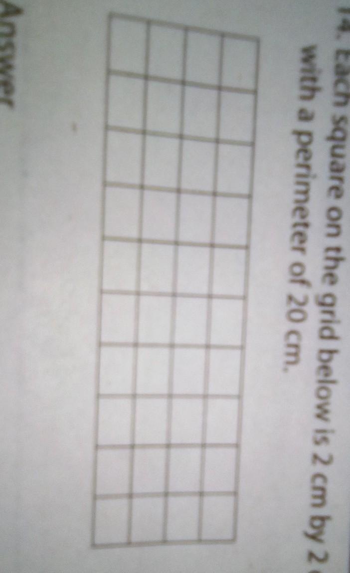 14. Each square on the grid below is 2 cm by 2 cm. Draw a rectangle with a perimeter-example-1