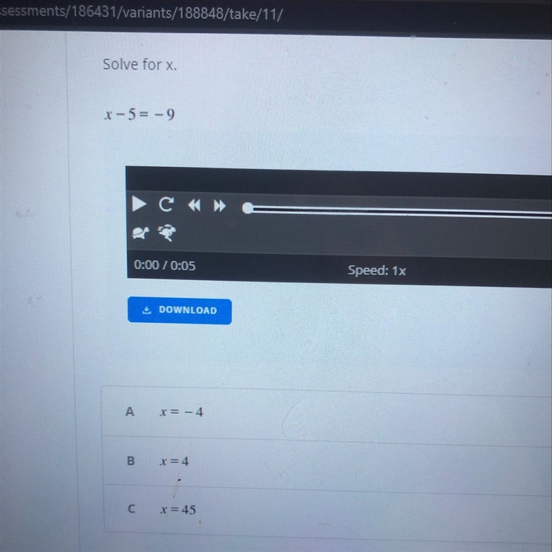 Solve for x X-5= -9 please help-example-1