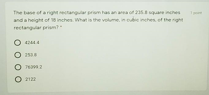 I REALLY NEED HELP PLEASE!!!! Picture Attached The base of a right rectangular prism-example-1