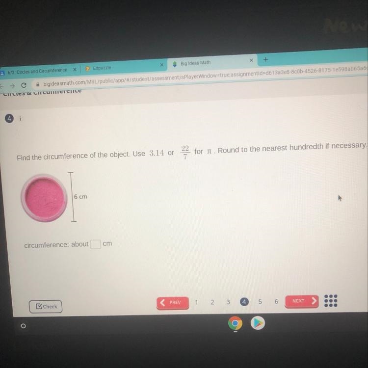 Help please Find the circumference of the object.-example-1