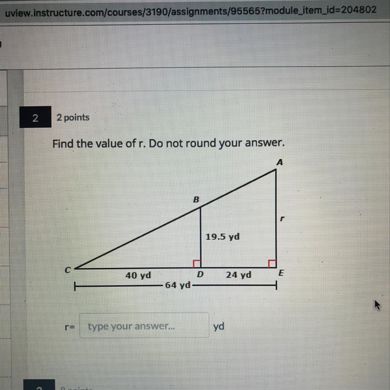 The value of r? Do not round your answer.-example-1