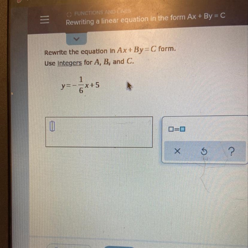 Rewrite the equation in Ax+By=C form-example-1