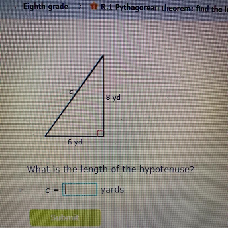 What is the length of the hypotenuse-example-1