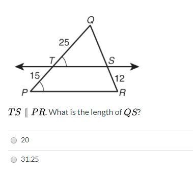 PRT S ∥ P R. What is the length of QS?-example-1