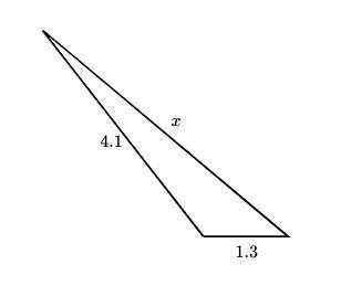 What is the range of possible sizes for side x? _ < x < _-example-1