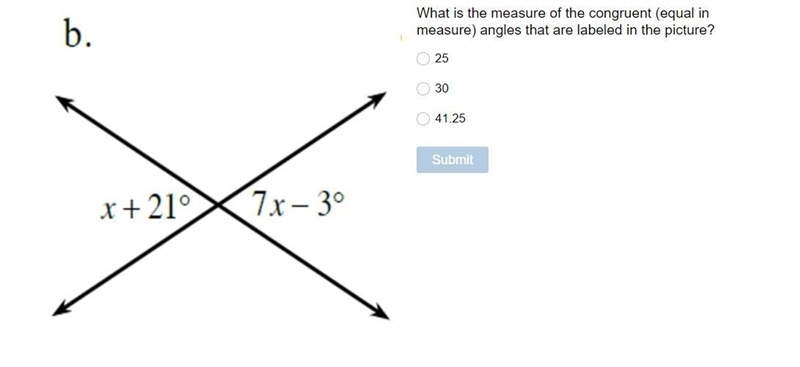 What is the measure of the congruent (equal in measure) angles that are labeled in-example-1