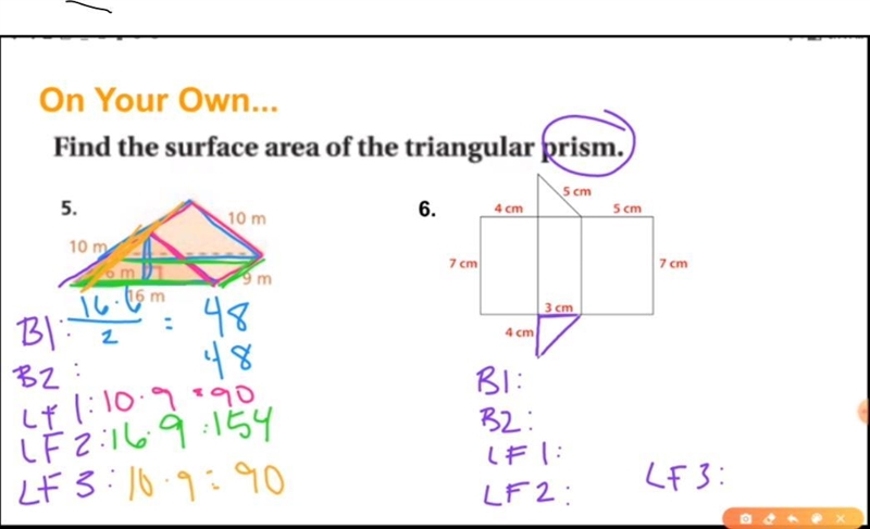 What is the final surface area is for number 5?-example-1