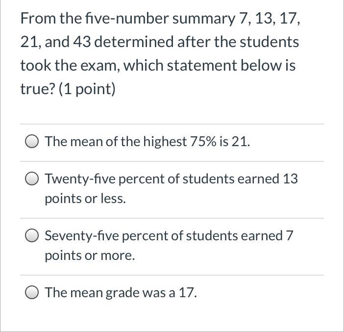 From five number summary 7,13,17,21,43-example-1