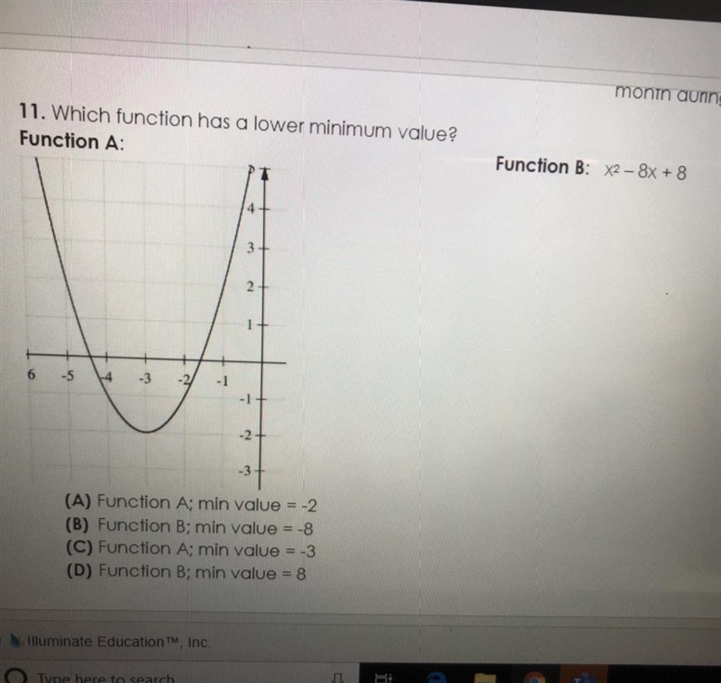 Which function has a lower minimum value?-example-1