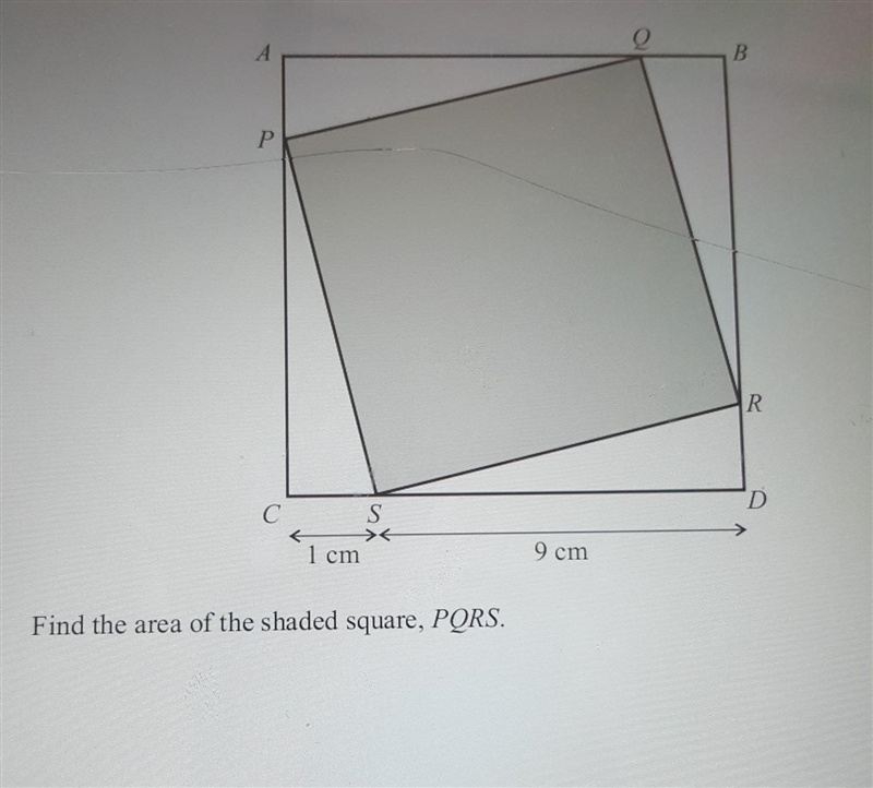 Find the area of the shaded square, PQRS.​-example-1