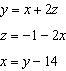 If possible, find the solution of A. no solution B. (11, -14, 7) C. (-4, 10, 7) D-example-1