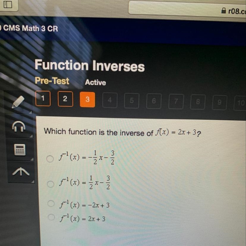 Which function is the verse of f(x)=2x+3?-example-1