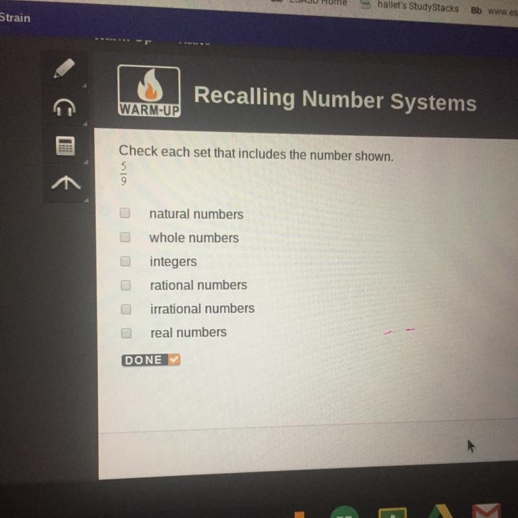 Check each set that includes the number shown 5/9-example-1