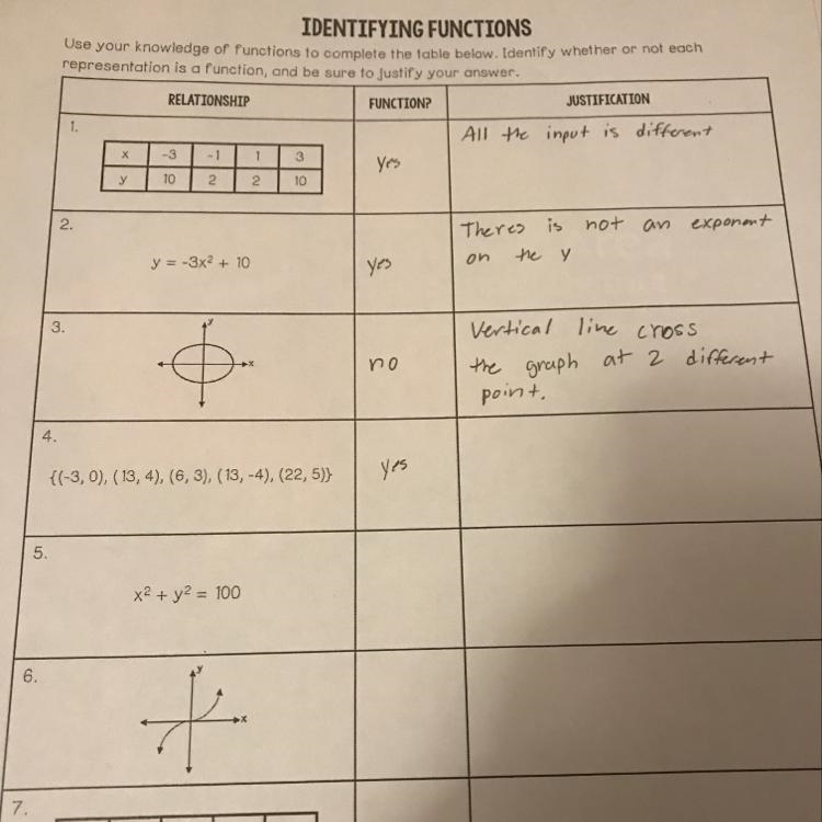 Need help on 5 Is it function and explain why.-example-1