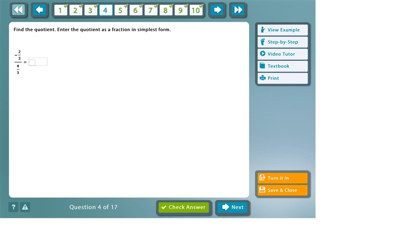 Find the quotient. Enter the quotient as a fraction in simplest form.- 2/3/4/3 ned-example-1