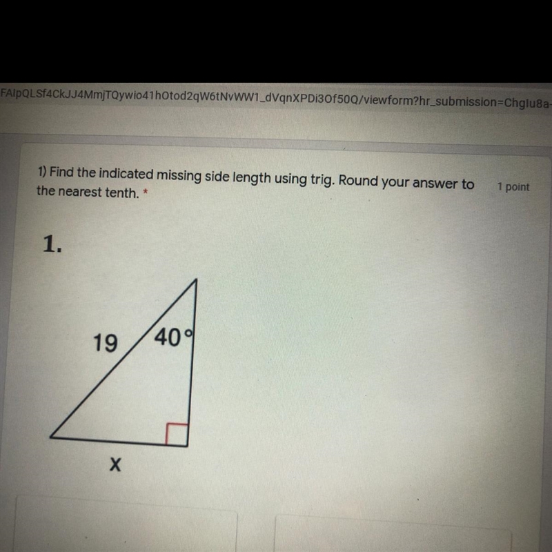 Find the missing side length using the trig. Round your answer to nearest. A. X=14.6 B-example-1