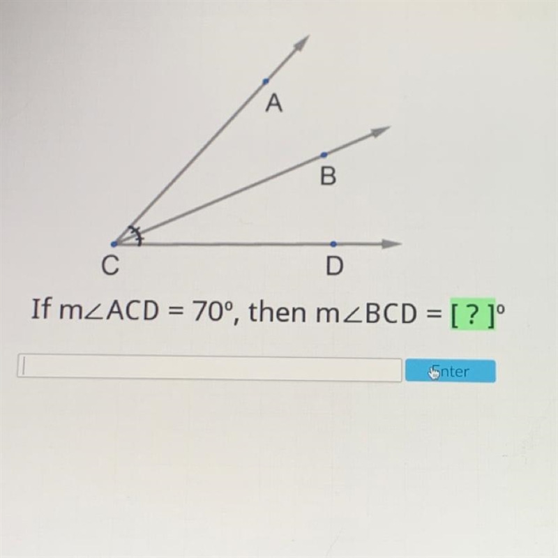 If m/ACD = 70°, then m/BCF = ?-example-1