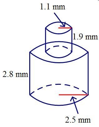 Find the combined volume of the two cylinders. Round your answer to the nearest hundredth-example-1