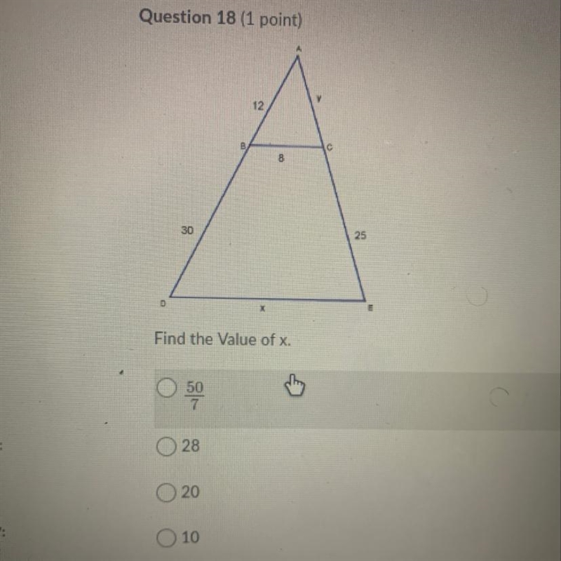 Find the Value of x. 읽 28 20 0 10-example-1