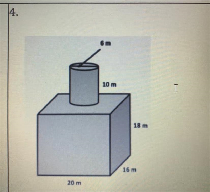 Calculate the volume of the 3-D composite figure please!! show how you got the volume-example-1