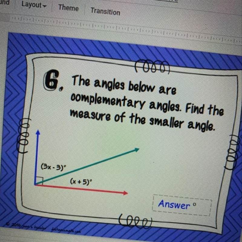 What's the smaller angle?-example-1