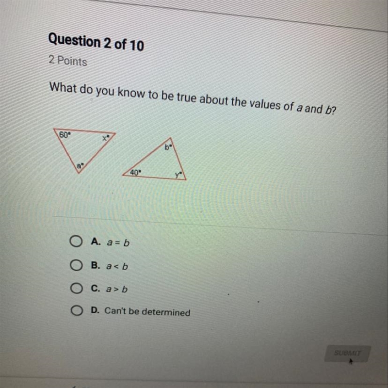 What do you know to be true about the values of a and b-example-1