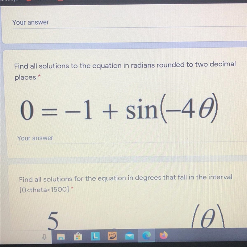 Find all solutions to the equation in radians rounded to two decimal places * 0 = -1 + sin-example-1