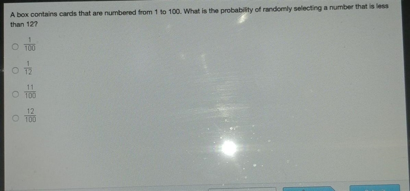 A box contains cards that are numbered from 1 to 100. What is the probability of randomly-example-1