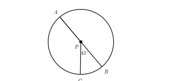 In the figure below, AB is a diameter of circle P. What is the arc measure of AC on-example-1