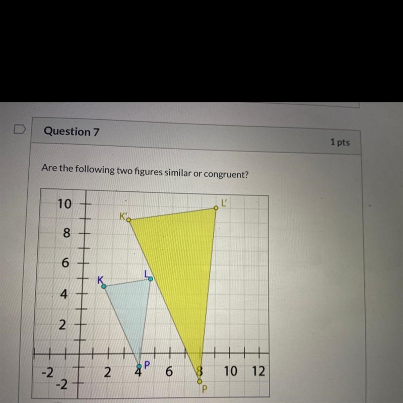 Are the following two figures similar or congruent? A. Congruent B. Similar Please-example-1