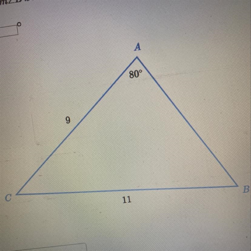 Find m∠B. Note that M∠B is acute. Round to the nearest degree.-example-1