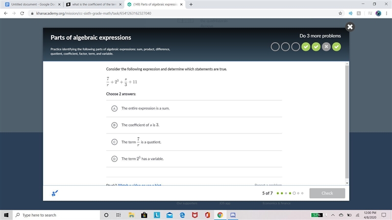 Consider the following expression and determine which statements are true.-example-1