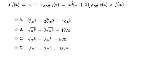 If f(x) = x-6 and g(x)=x1/2(x+3)and g(x)Xf(x) please help me-example-1