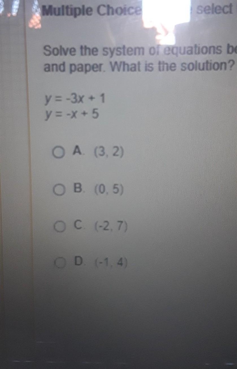 Solve the system of equations below by graphing both equations with a pencil and paper-example-1