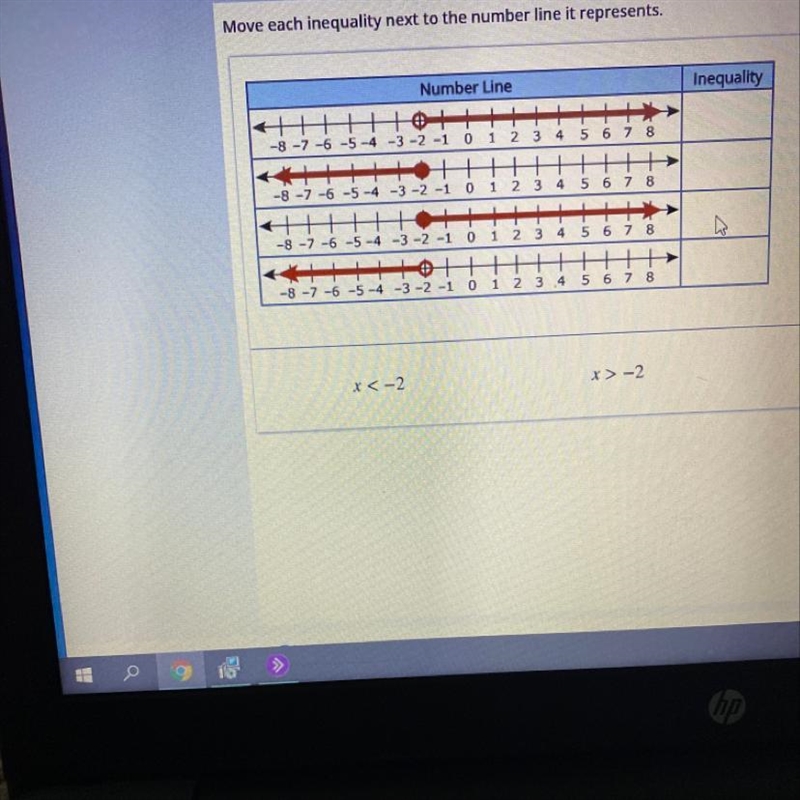 Move each inequality next to the number line represents-example-1