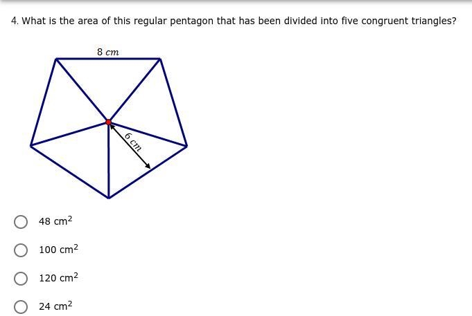 *PLEASE ANSWER TY* What is the area of this regular pentagon that has been divided-example-1