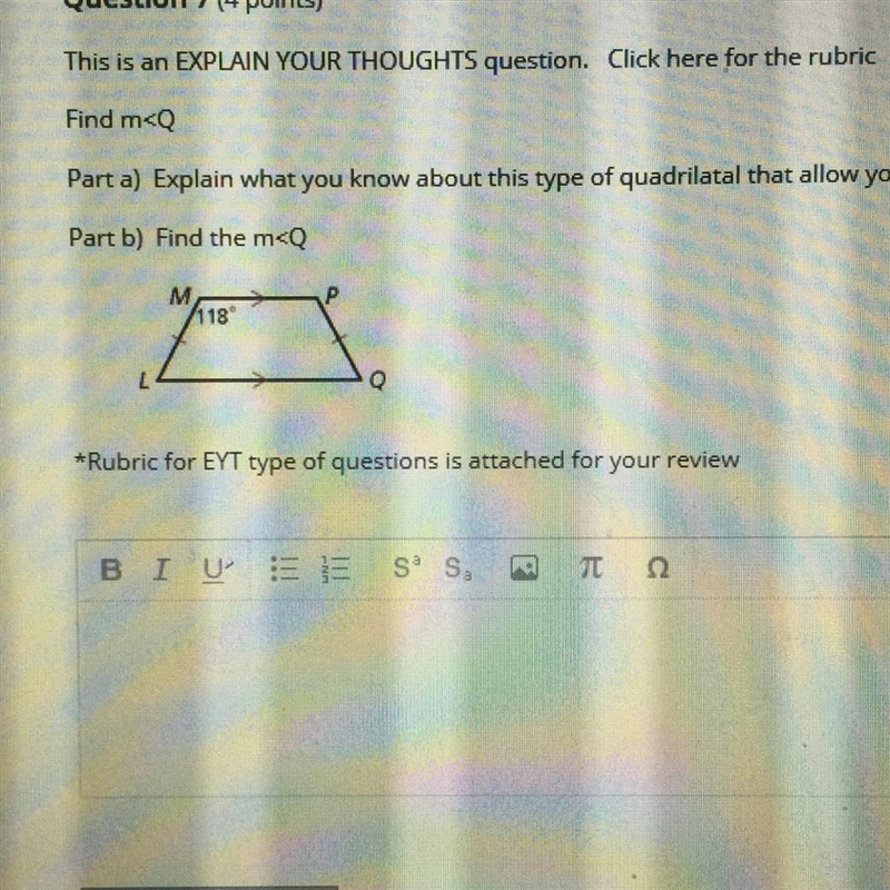 Find m MUST EXPLAIN FACTS ABOUT THIS TYPE OF QUADRILATERAL ,THE EQUATION YOU USED-example-1