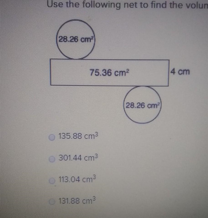 Use the following net to find the volume of the solid figure it represents.​-example-1