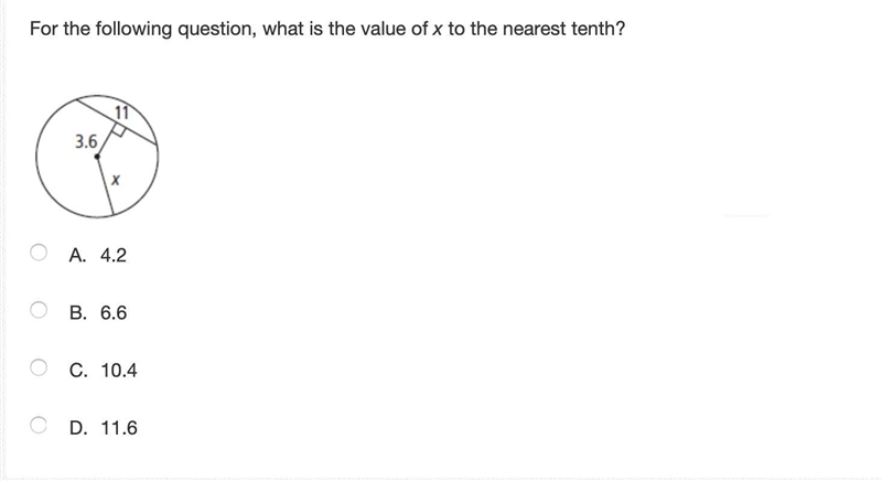 For the following question, what is the value of x to the nearest tenth?-example-1